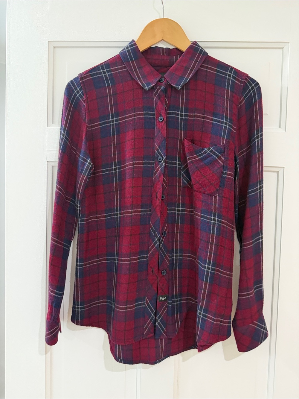 Burgundy Plaid Button-Down Shirt - Casual Long Sleeve